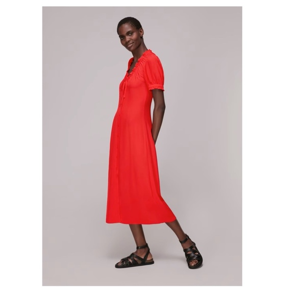 Whistles Ada Ruffled Midi Dress - Picture 1 of 6